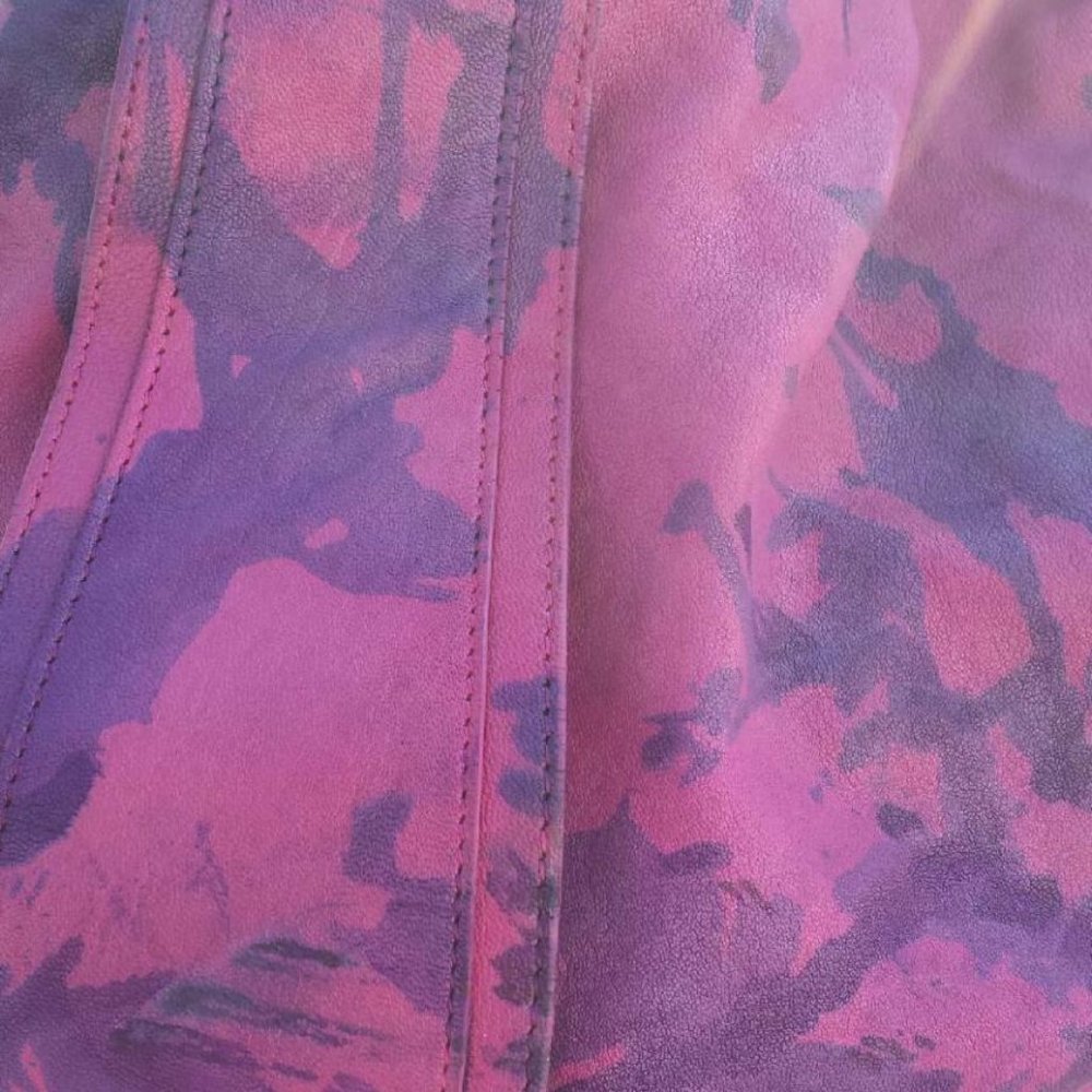 Kooba Leather Purse Hobo Handbag purple navy blue fuscia pink painted tie dyed - Picture 8 of 16